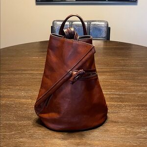 Vera Pelle Brown Leather Backpack